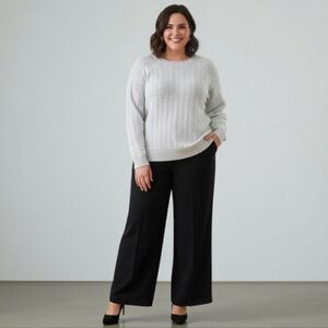 Athleta Sparkle Silver Size 1X Oversize Sweater Cable Knit Hi Lo Hem Metallic